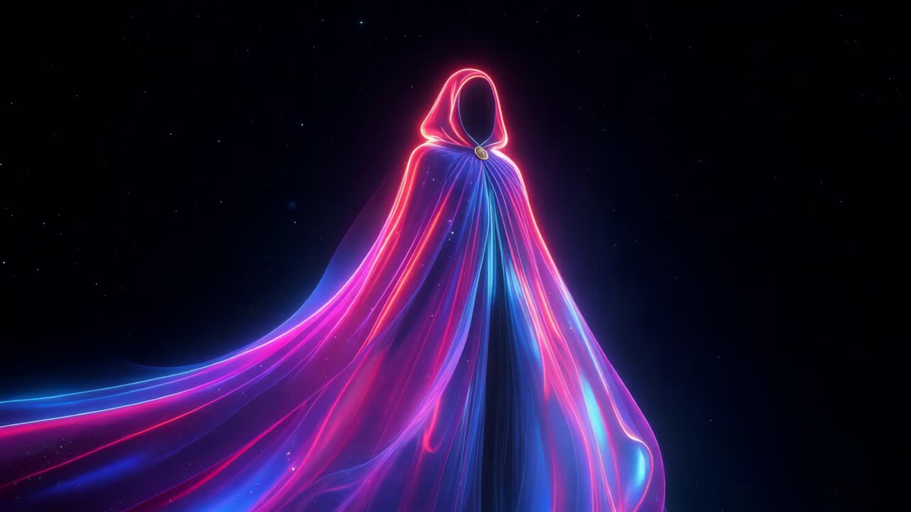 figura luminosa in un mantello colorato