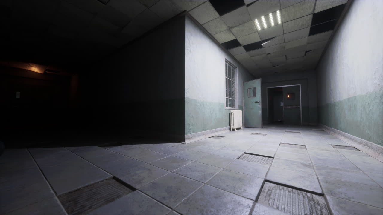 끔찍한 버려진 병원 복도