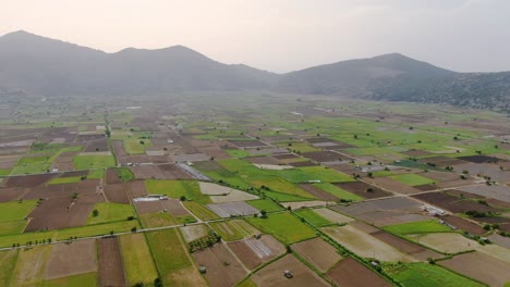 aerial-view-of-the-harvest-fields-in-Island-Spinalonga,-Crete,-Greece