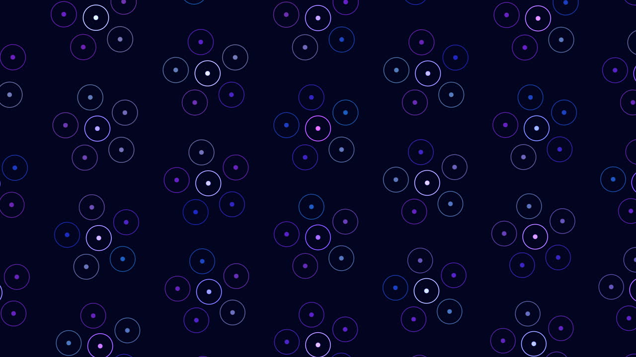Blue and purple circle pattern on black background