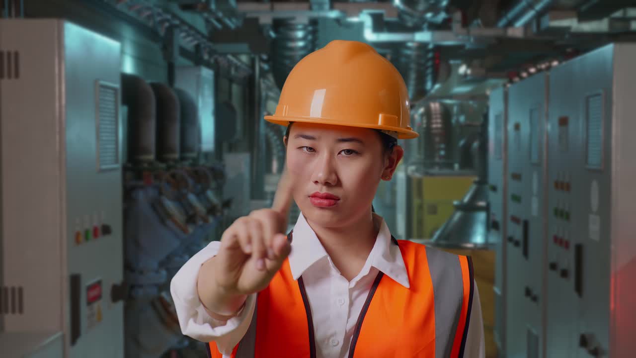 Engineer in a Factory Giving a Stop Signal
