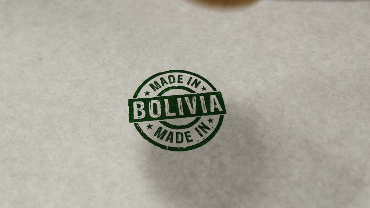hecho en bolivia sello y animación de bucle de estampado