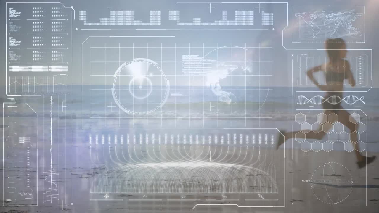 데이터 프로세싱의 애니메이션에 대한 적합한 여성 실행