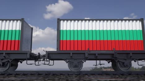 contenedores con la bandera de bulgaria. transporte ferroviario