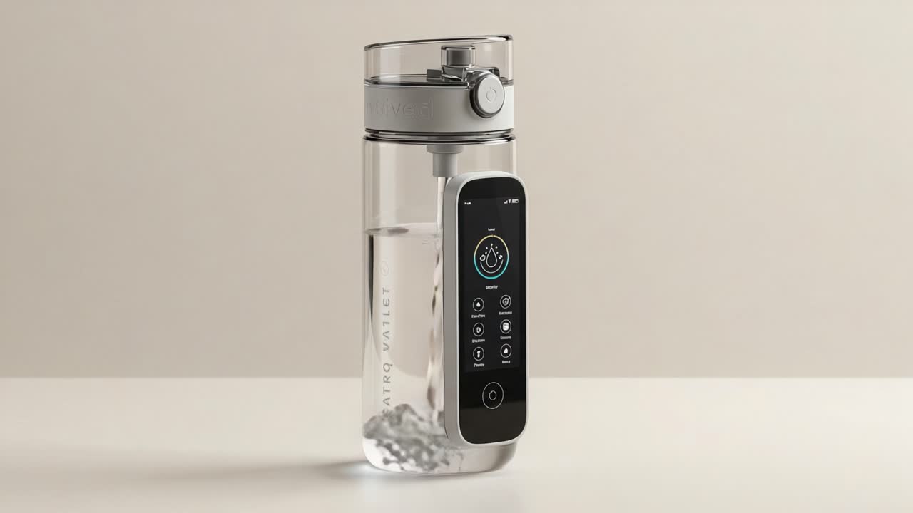 Innovative Smart Water Bottle Featuring Digital Control Interface with Hydration Tracking and High-Tech Design for Enhanced Drinking Experience