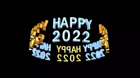 spinning text - happy 2022. 3d animation for the new year 2022. christmas and new year video.