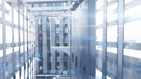 animación de números y procesamiento de datos a través de servidores informáticos