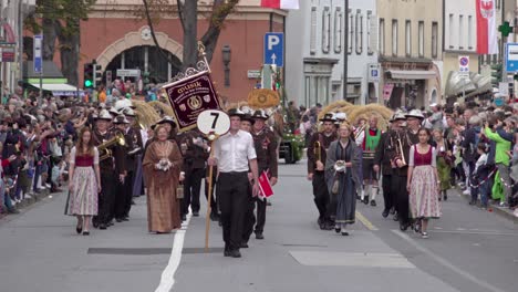 brass band bad goisern at the annual grape festival, meran - merano, south tyrol, italy