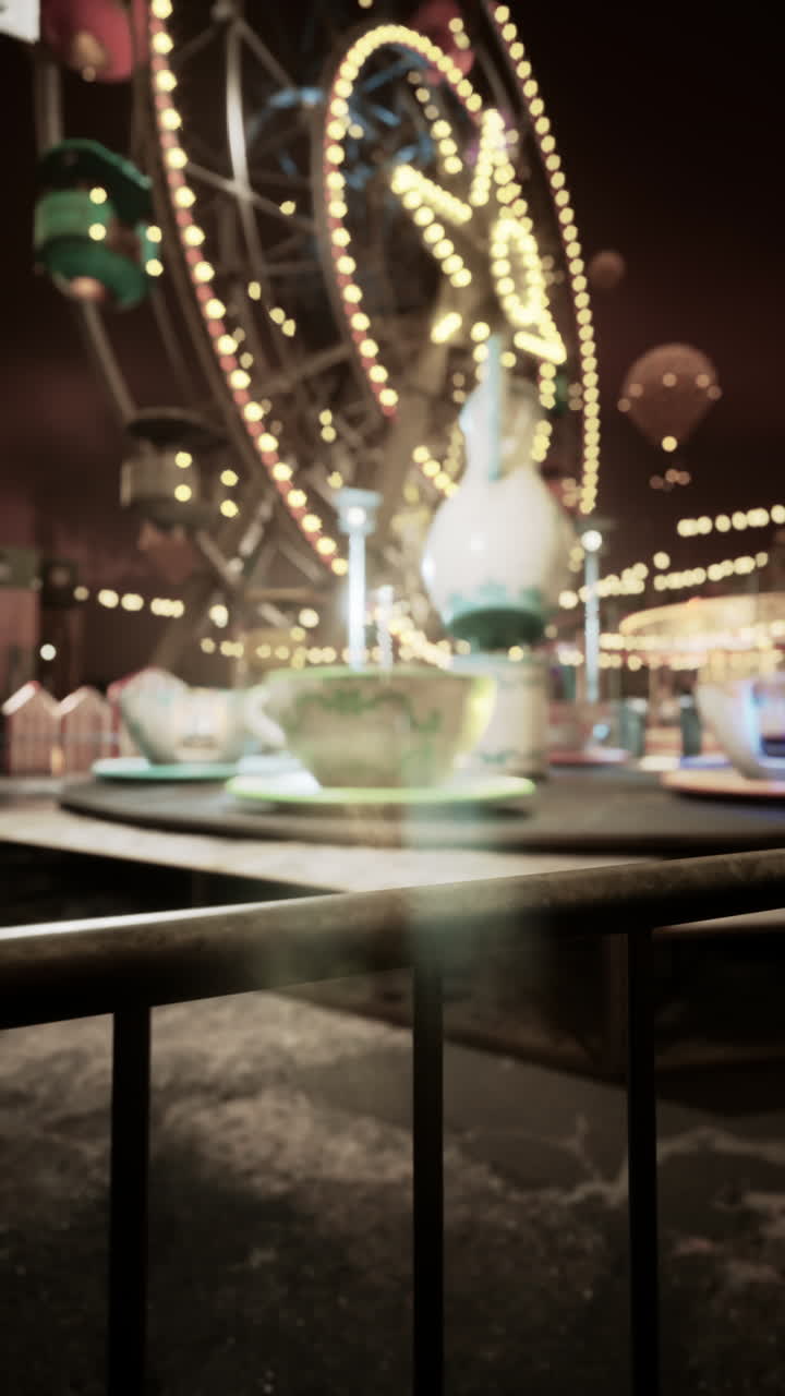 Ferris wheel spinning in night sky