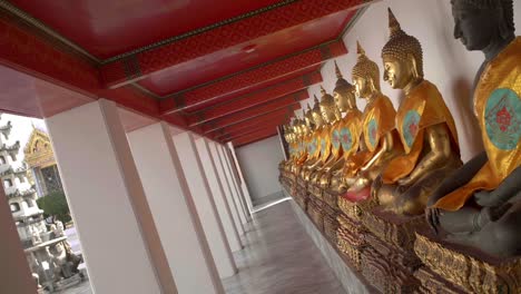 seated buddha statues in a row