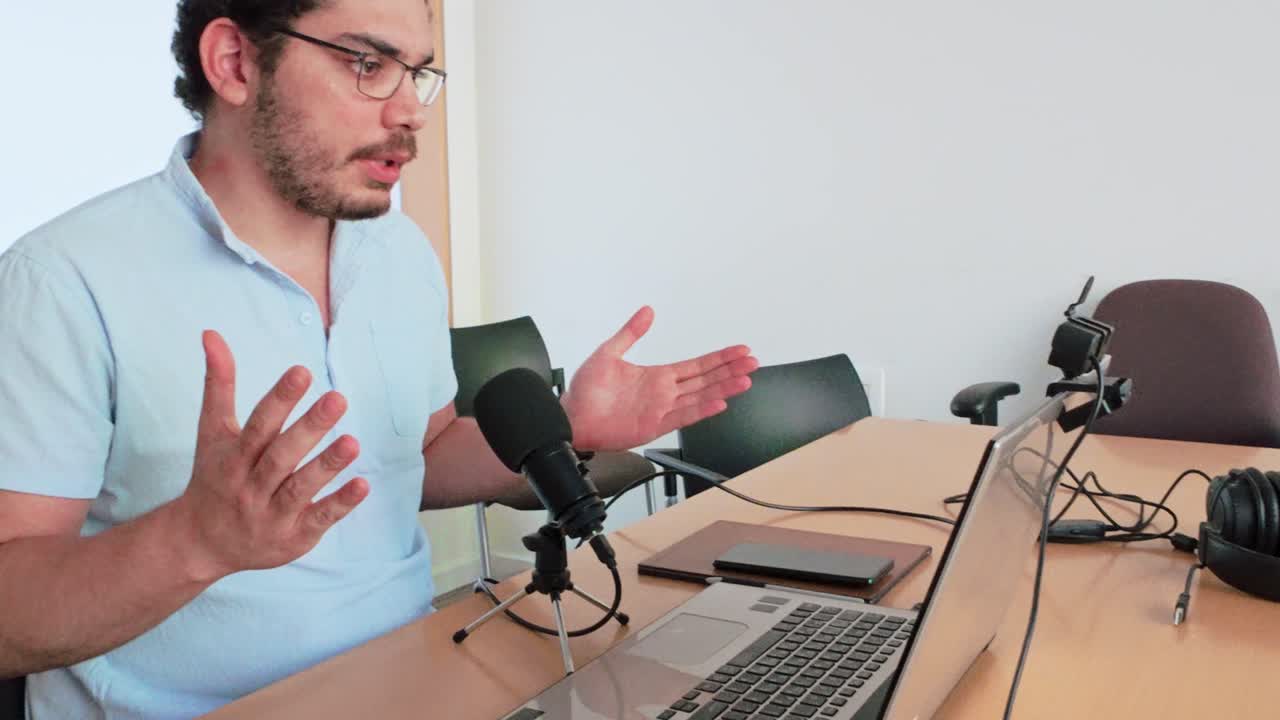 Focused Businessman in Live Zoom Session