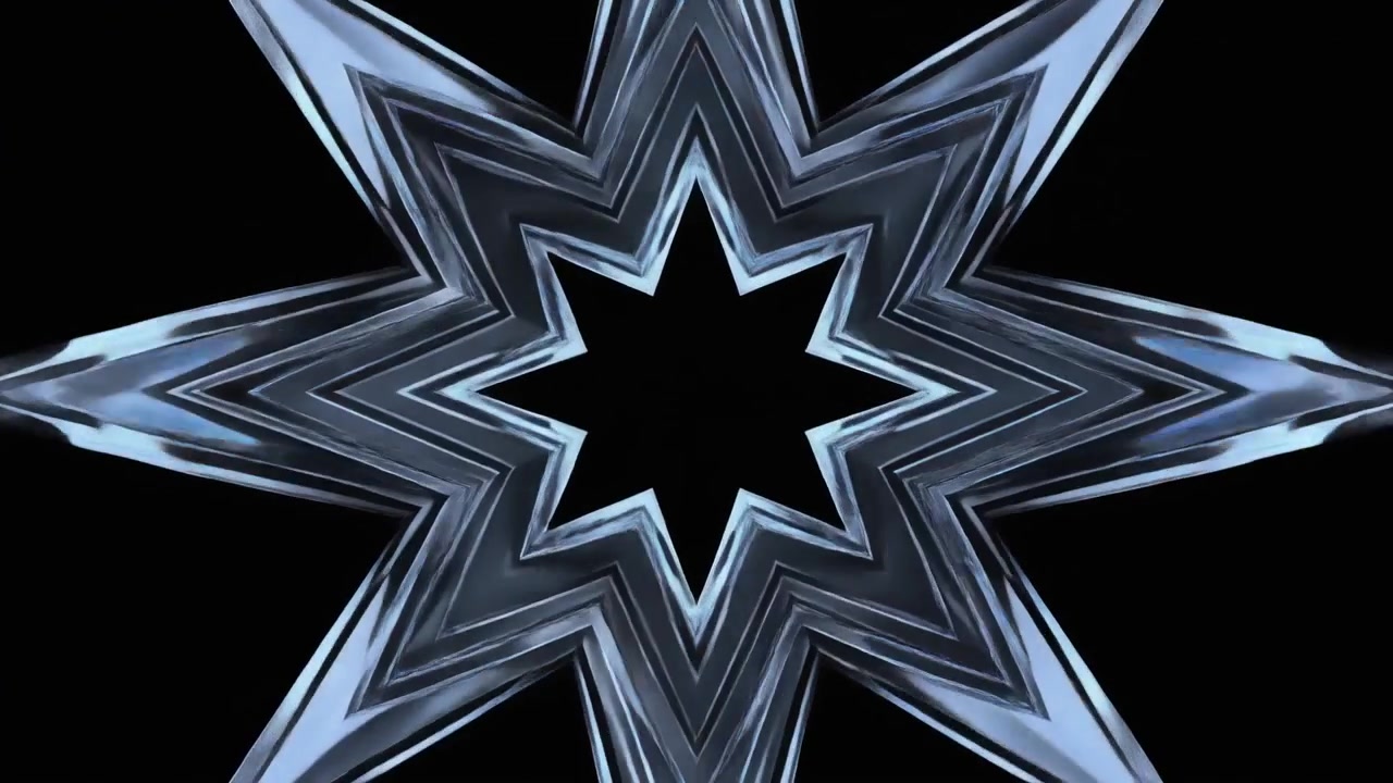 Abstract Glass Star Shape Expanding and Contracting on Black Background