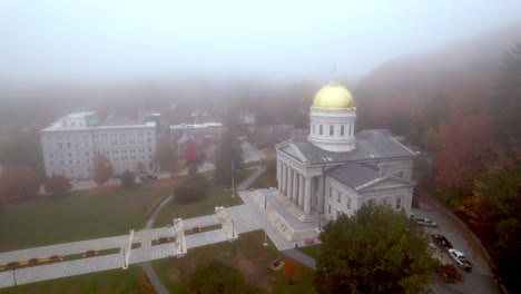 foggy day at vermont state house in montpelier vermont aerial