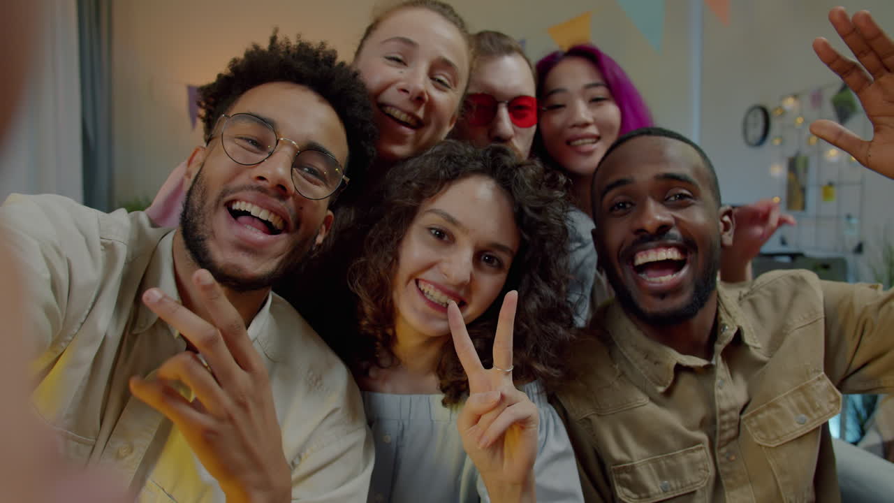 Group Selfie of Friends Celebrating