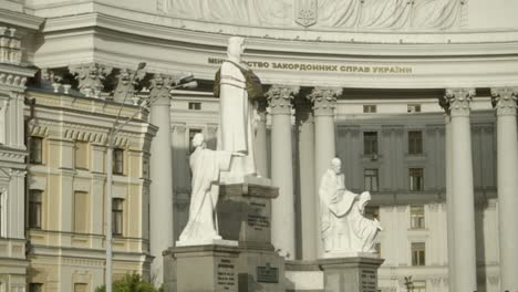 kyiv, motherland monument and st. michael's cathedral. static shot.