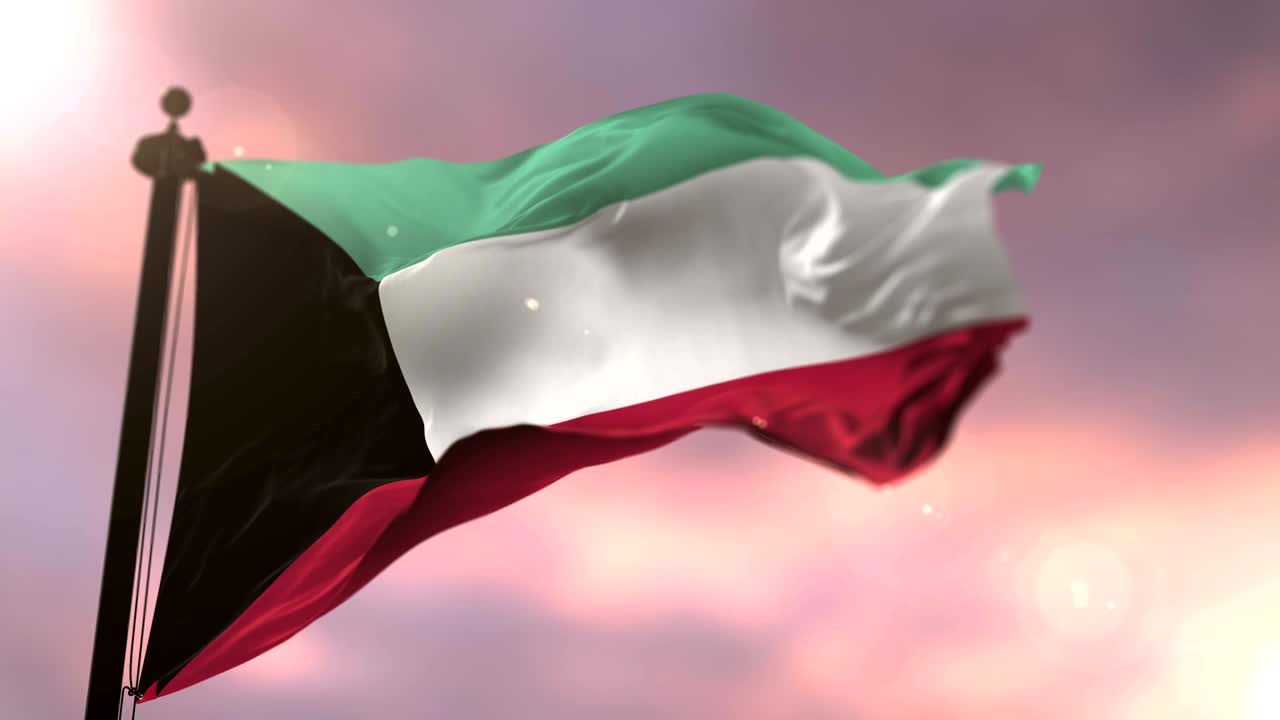 쿠웨이트의 발이 서서히, 루프로 해가 지는 바람에 흔들리고 있습니다.