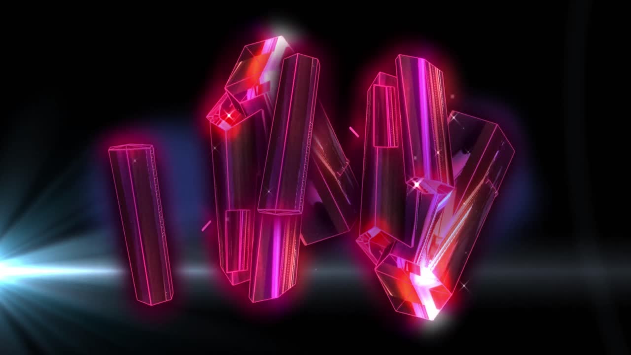 animación de diamantes rosados en el espacio negro