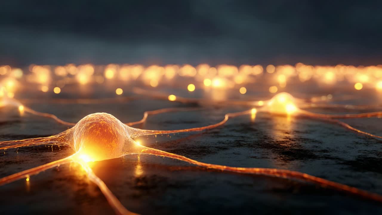 A Stunning Visualization of Neurons Illuminated by Ambient Light, Capturing the Intricate Network of Neural Connections in a Darkened Environment, Symbolizing Brain Activity and Intelligence