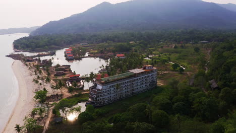 Deserted-Koh-Chang-touristic-resort-with-Ghost-ship-on-tropical-beach