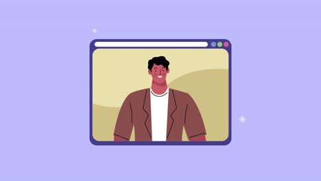 animación de videoconferencia con hombre en página web