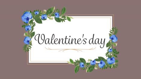 Animation-of-a-valentines-day-card-with-flowers-on-brown-background