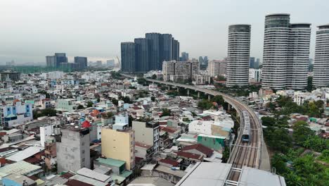 aerial view of ho chi minh city metro - vietnam | metro ben thanh - suoi tien, vietnam traffic