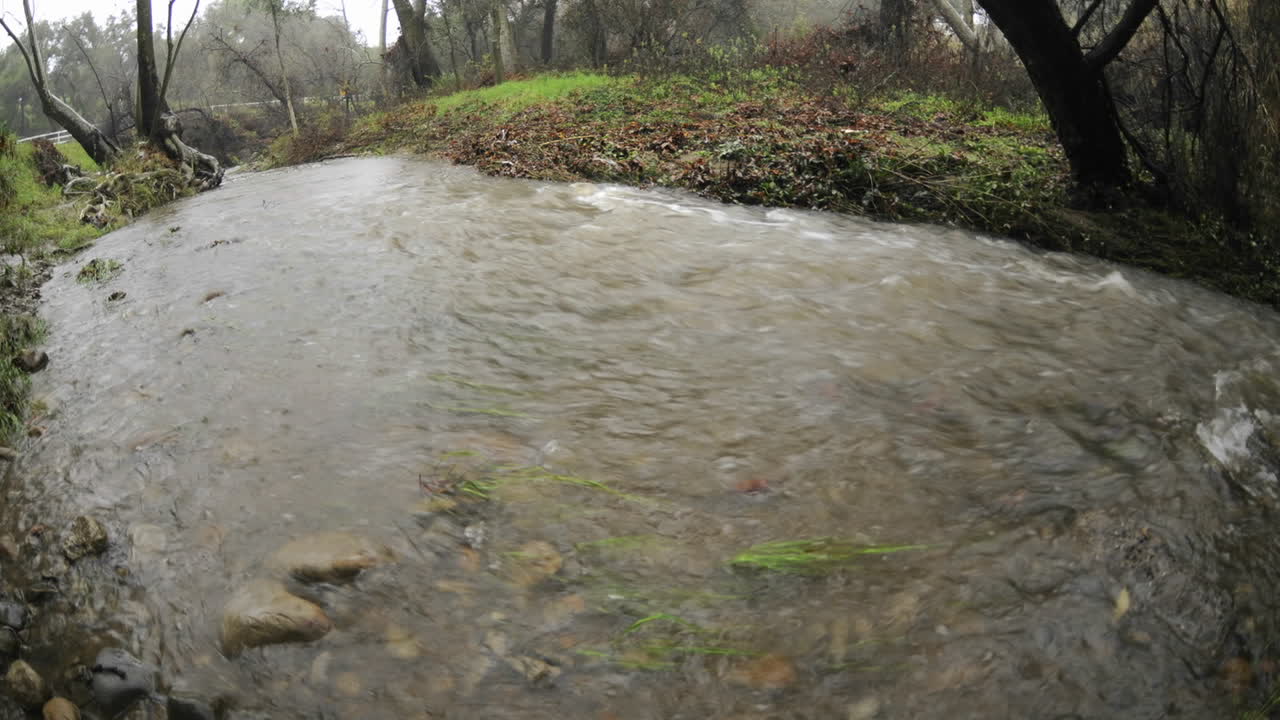 Time lapse from three angles of San Antonio Creek flooding during a storm in Ojai California