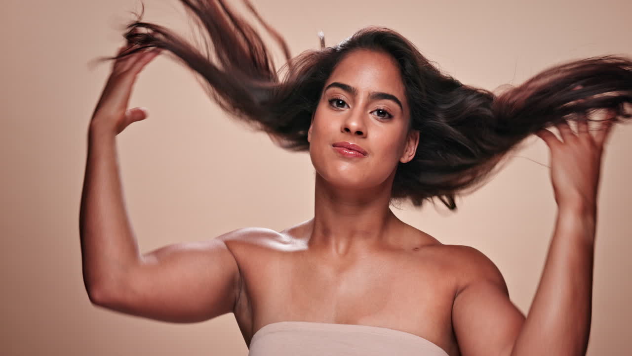 Woman with flowing hair