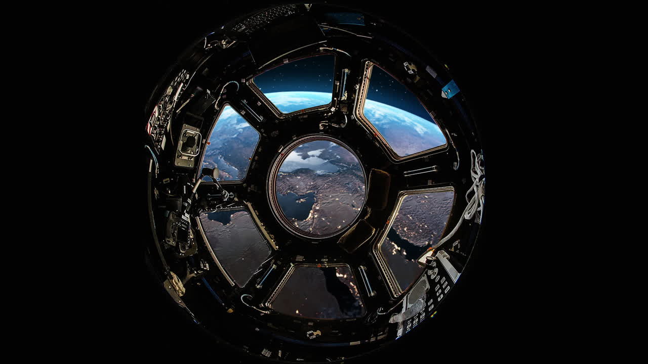 Window View Of Planet Earth From A Space Station