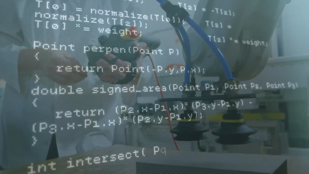 animazione dell'elaborazione dei dati su scienziati maschi caucasici