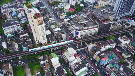 bangkok city aerial view with metro train