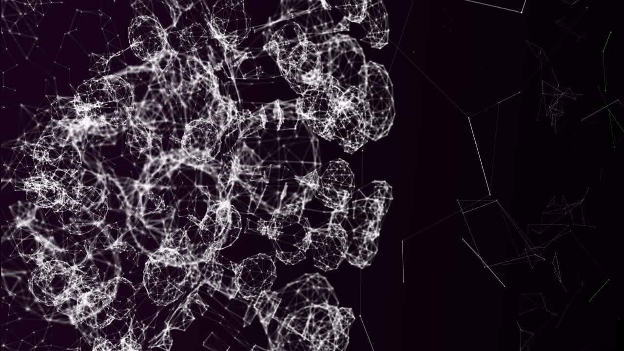 Animation of network of connection and icons over black background