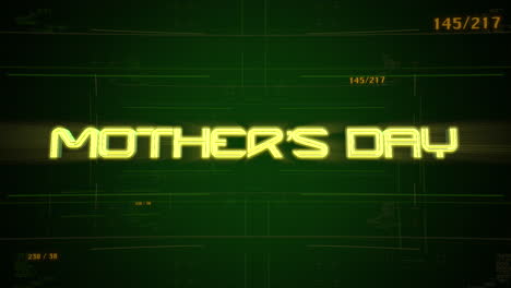 mothers day on screen with hud lines and numbers