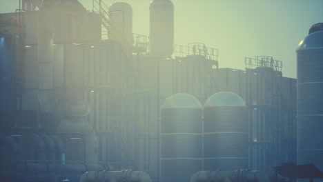 fábrica de refinería con tanques de almacenamiento de petróleo
