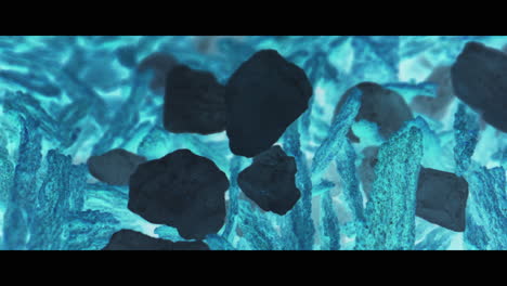 microscopic view of crystals and minerals