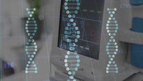 Animación-De-ADN-Y-Procesamiento-De-Datos-En-Monitor-En-El-Hospital.