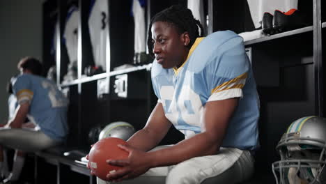 football player in locker room