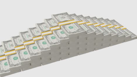 many wads of money. 1 us dollar banknotes. stacks of money.