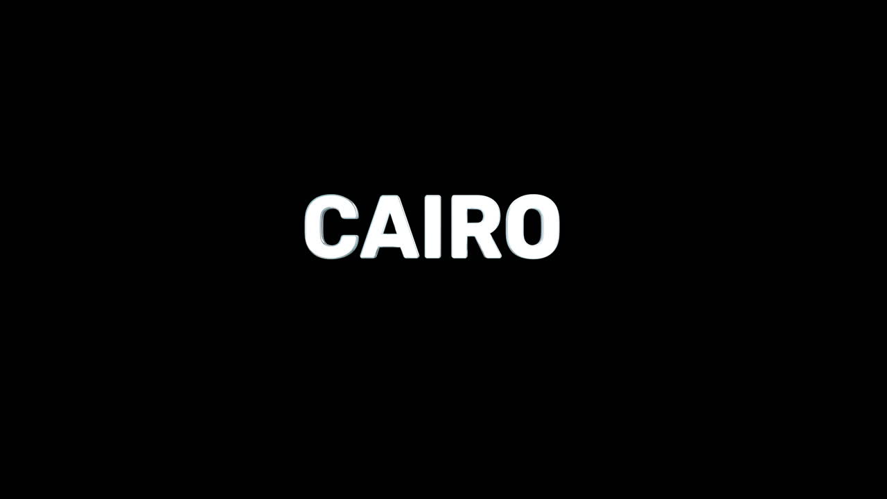 un texto 3d plateado de alta calidad y suave de la ciudad capital "cairo"