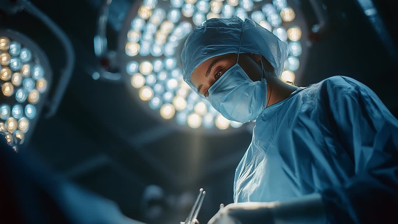 Chirurgo che esegue un'operazione delicata in una sala operatoria
