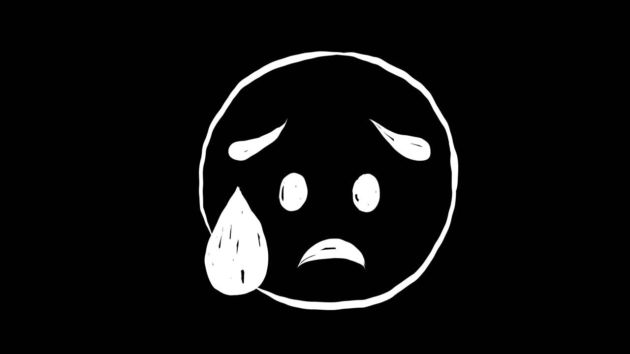 Handgetekende huilende trieste gezicht emoji animatie