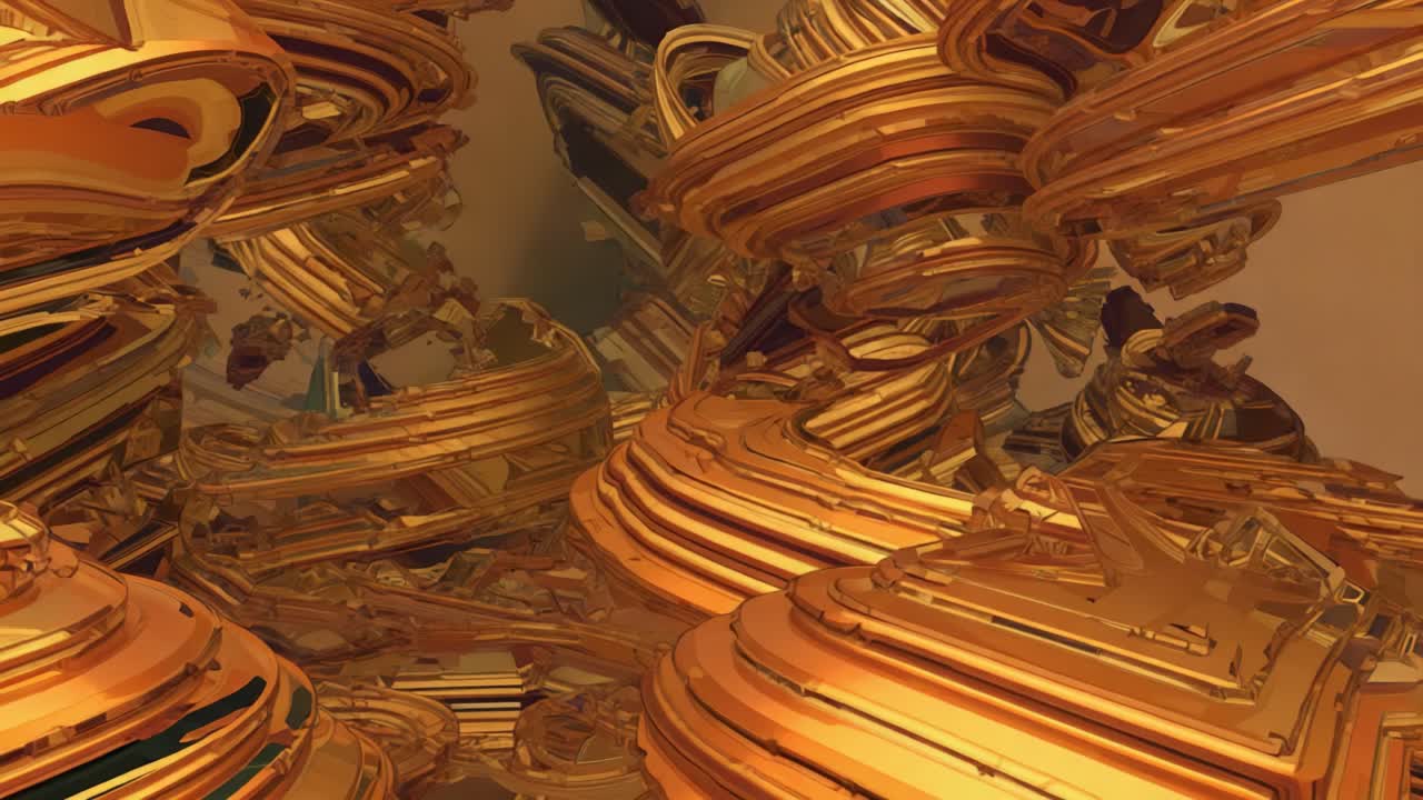 Abstract Visual Composition Featuring Swirling Metallic Forms and Intricate Textures, Capturing the Essence of Depth and Fluidity in a Dynamic, Artistic Environment