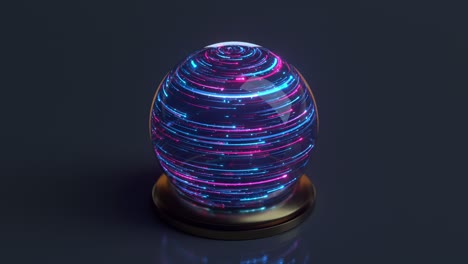 crystal magic ball with neon light trails seamless loop 3d render animation