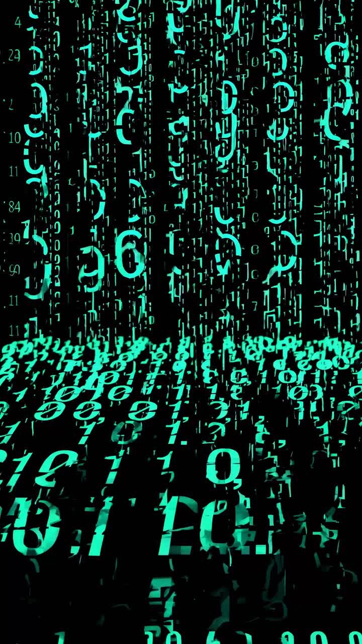 Futuristic digital matrix with green binary code cascading vertically