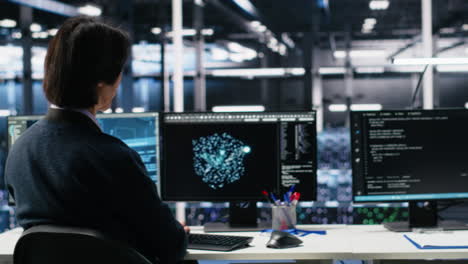 Data Center Engineer Using Machine Learning Algorithms On Green Screen Pc
