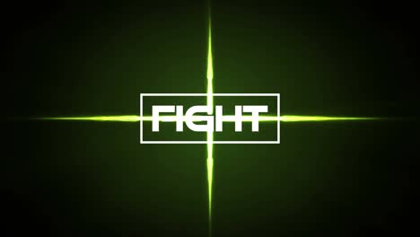 Animation-of-fight-text-over-green-lights-on-black-background