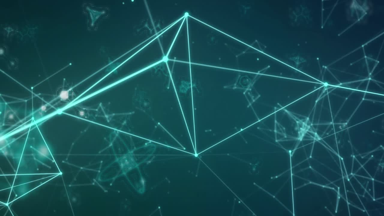 Animation of network of connections moving on green background
