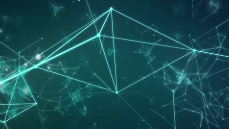 animación de la red de conexiones que se mueven sobre un fondo verde