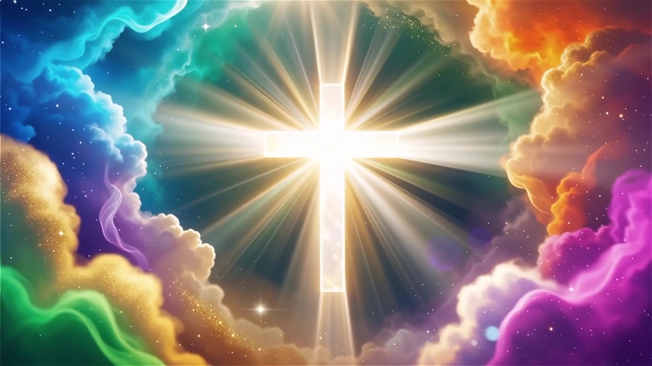Christian Cross Heavenly Light Worship Background
