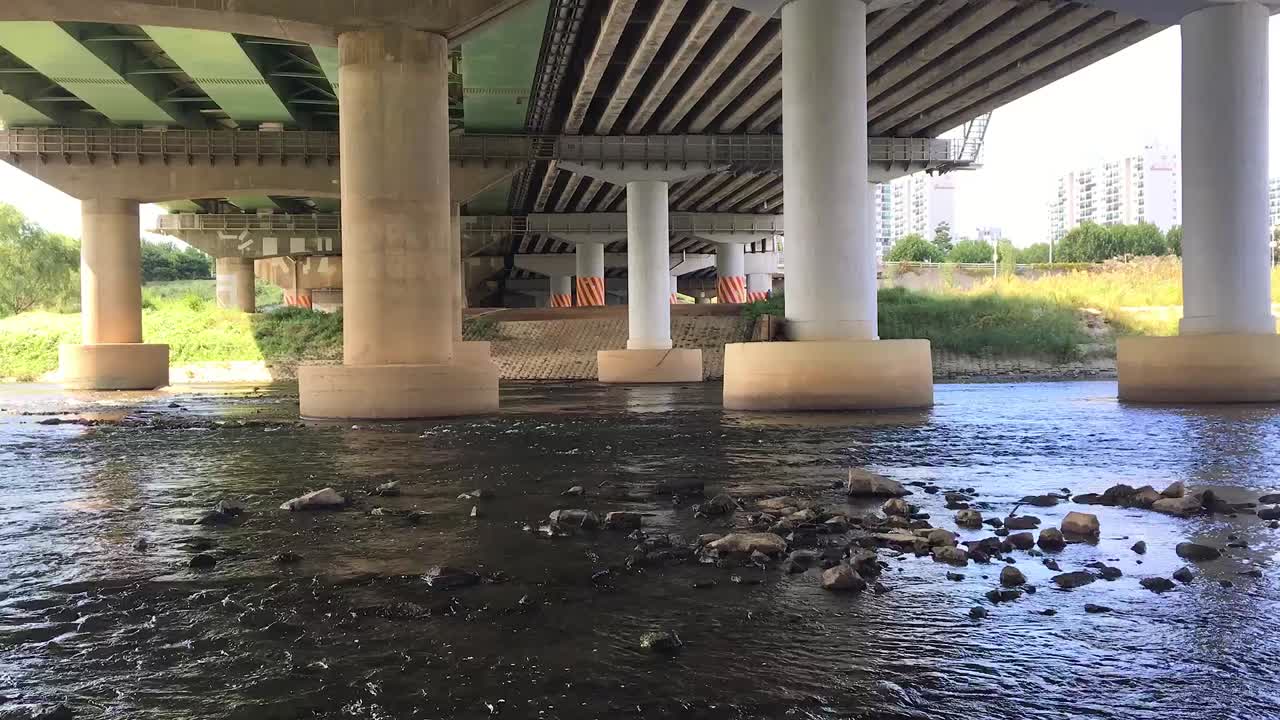 un arroyo anyangcheon desemboca en el río han bajo el puente mokdong-gyo